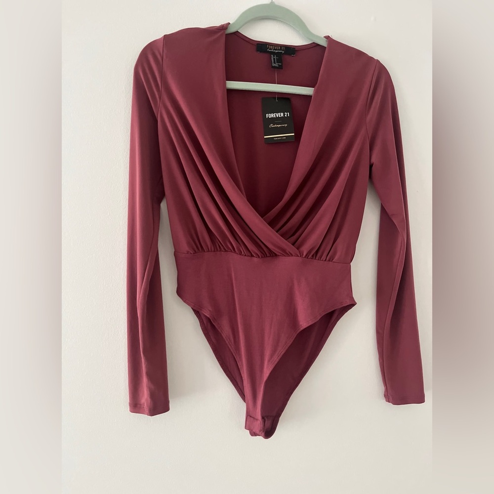 Forever 21 Deep Red Wrap Bodysuit